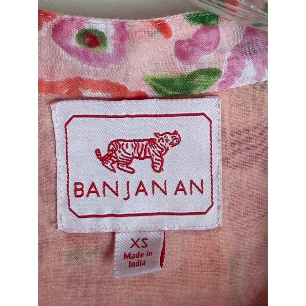 Banjanan Midi Dress Womens XS Pink Floral Cotton Pintuck Tiered Boho - Picture 9 of 9